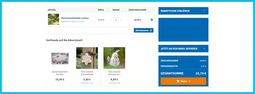 nabu-shop Gutscheine - Warenkorb