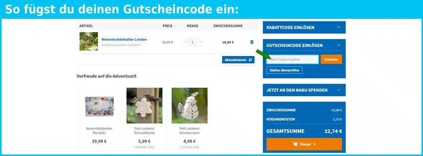 nabu-shop Gutscheine - gutscheincode eingeben und sparen