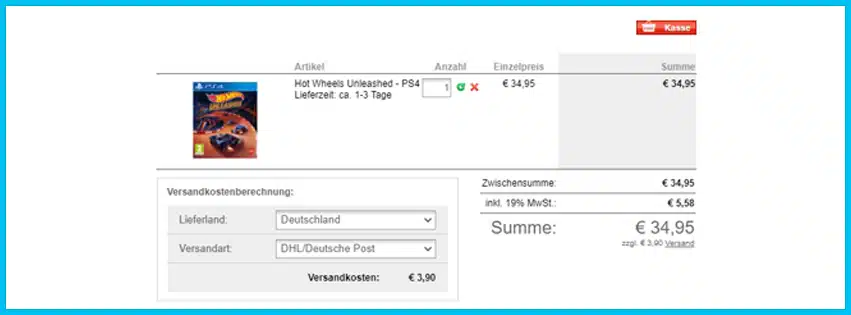 netgames Gutscheine - Warenkorb