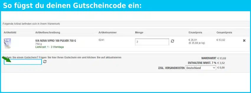 vitaleen Gutscheine - gutscheincode eingeben und sparen