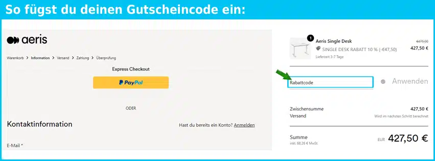 aeris Gutscheine - gutscheincode eingeben und sparen
