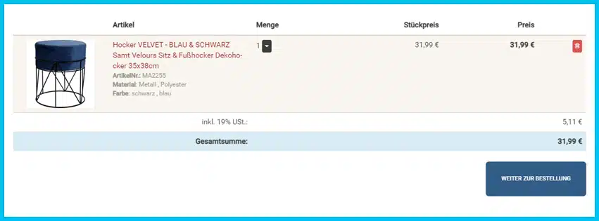 onshop24.eu Gutscheine - Warenkorb