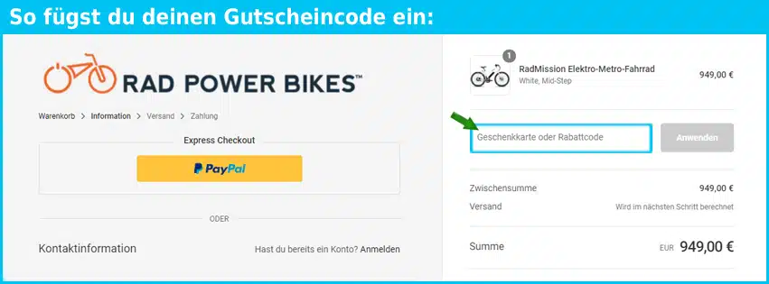 radpowerbikes Gutscheine - gutscheincode eingeben und sparen