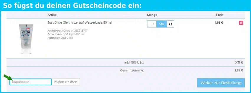 sin2you Gutscheine - gutscheincode eingeben und sparen