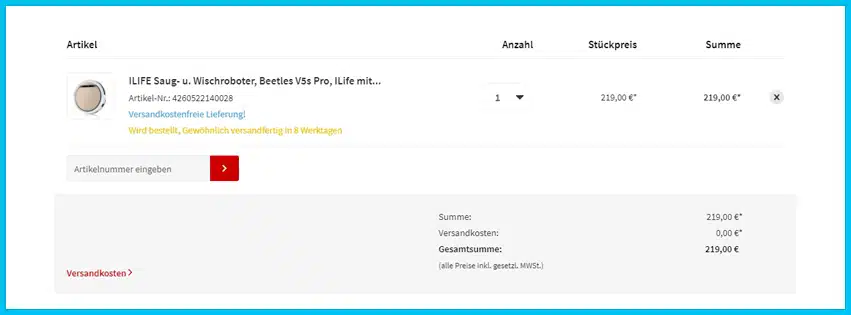 sopo-onlineshop Gutscheine - Warenkorb