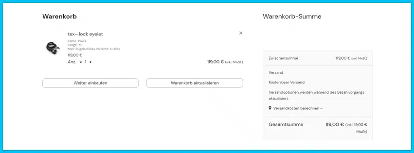 tex-lock Gutscheine - Warenkorb