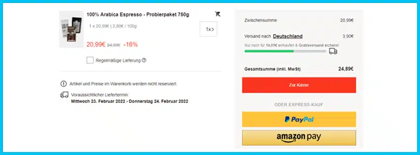 roastmarket Gutscheine - Warenkorb