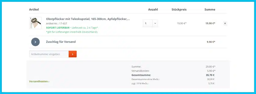 agrarflora Gutscheine - Warenkorb