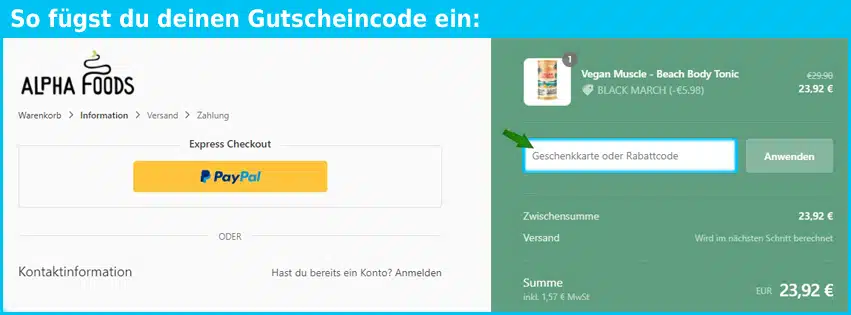 alphafoods Gutscheine - gutscheincode eingeben und sparen