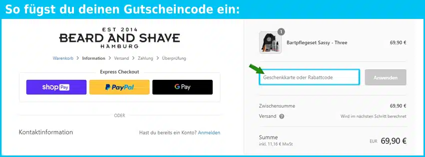 beardandshave Gutscheine - gutscheincode eingeben und sparen