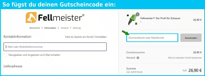 fellmeister Gutscheine - gutscheincode eingeben und sparen
