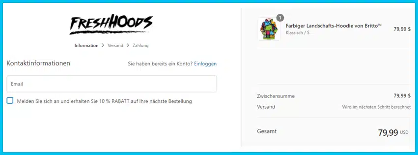 freshhoods Gutscheine - Warenkorb