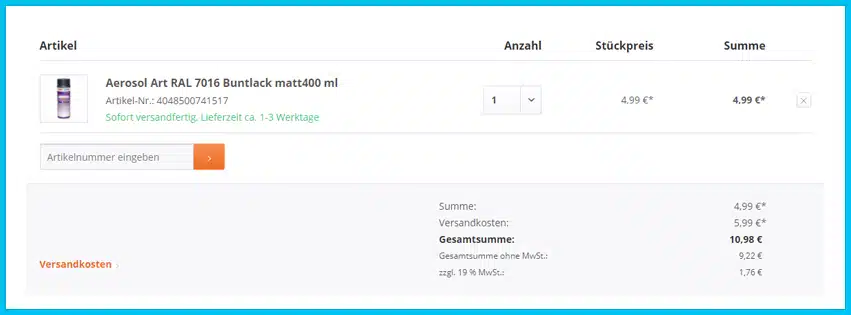 haas-baumarkt Gutscheine - Warenkorb