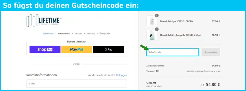 lifetime24 Gutscheine - gutscheincode eingeben und sparen