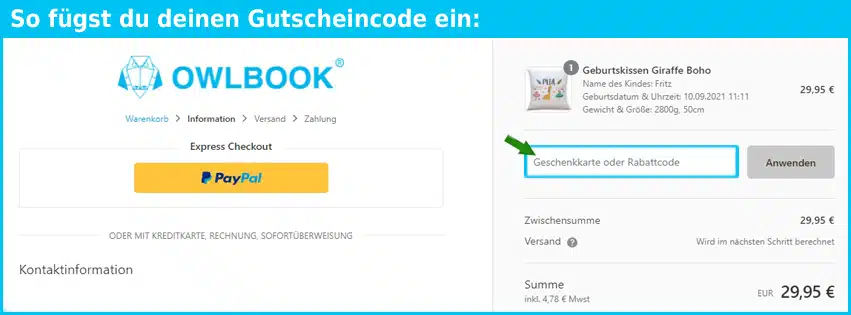 owlbook Gutscheine - gutscheincode eingeben und sparen