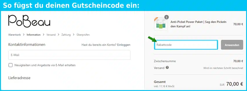 pobeau Gutscheine - gutscheincode eingeben und sparen
