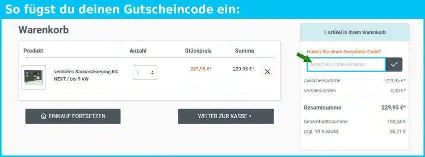 sauna24 Gutscheine - gutscheincode eingeben und sparen