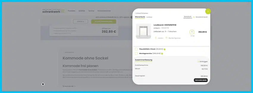 schrankwerk Gutscheine - Warenkorb
