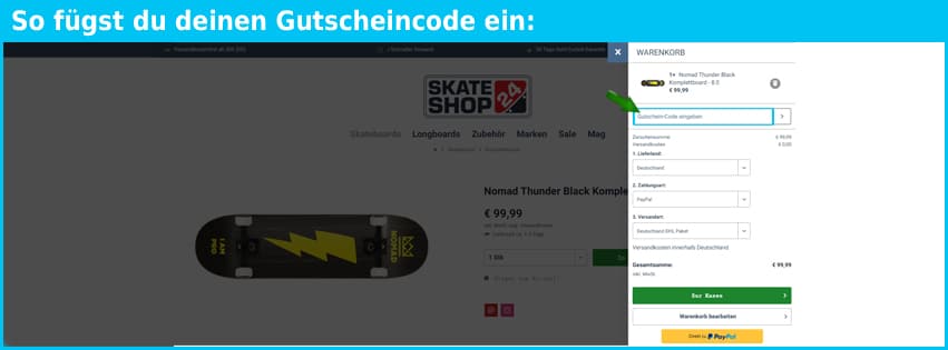 skateshop24 Gutscheine - gutscheincode eingeben und sparen