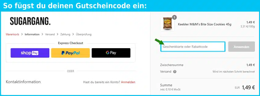 sugargang Gutscheine - gutscheincode eingeben und sparen