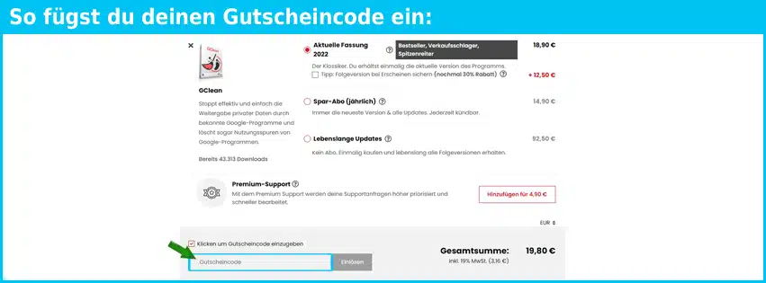 abelssoft Gutscheine - gutscheincode eingeben und sparen