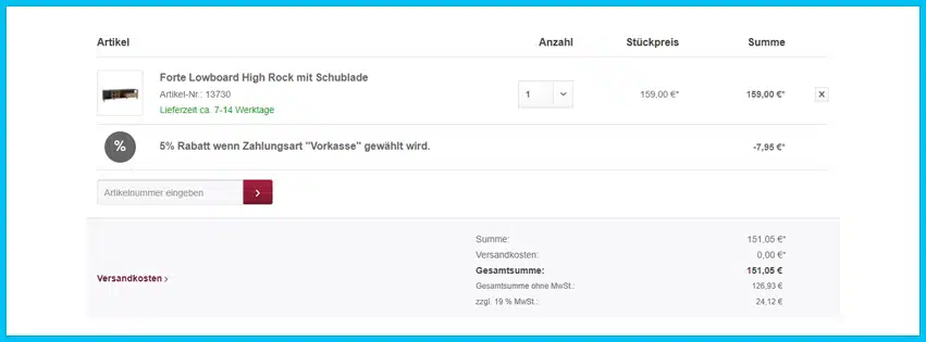 daswohnkonzept Gutscheine - Warenkorb