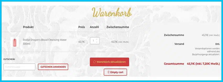 gooshop Gutscheine - Warenkorb
