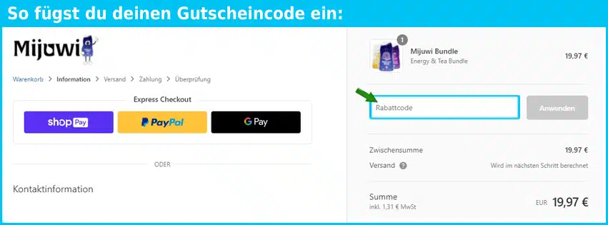 mijuwi Gutscheine - gutscheincode eingeben und sparen