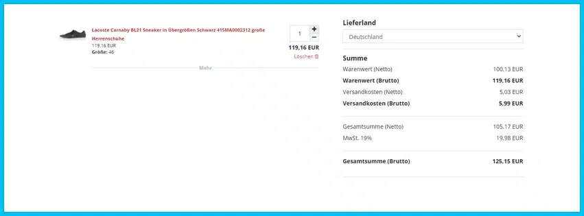 schuhplus Gutscheine - Warenkorb