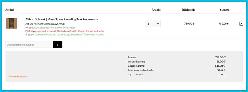 simandra-shop Gutscheine - Warenkorb
