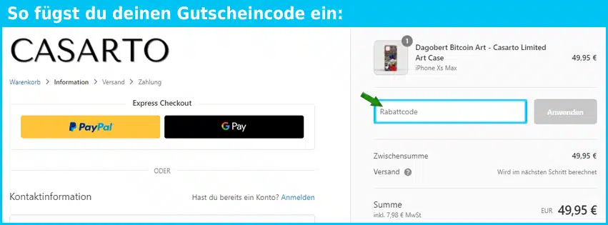 casarto Gutscheine - gutscheincode eingeben und sparen