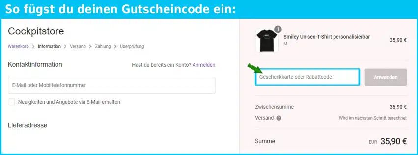 cockpitstore Gutscheine - gutscheincode eingeben und sparen