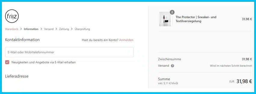 friiz Gutscheine - Warenkorb