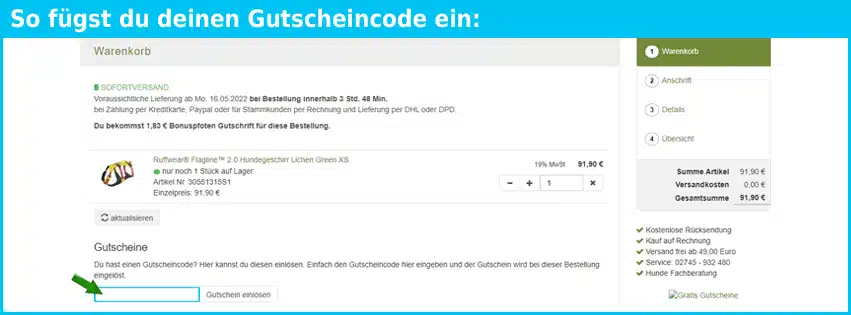 hundeshop.de Gutscheine - gutscheincode eingeben und sparen