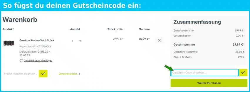 kraeuterbande Gutscheine - gutscheincode eingeben und sparen