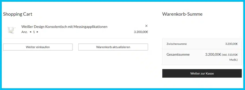 kuxfurniture Gutscheine - Warenkorb
