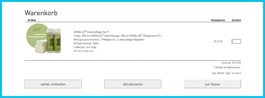 moebelpflegeshop Gutscheine - Warenkorb