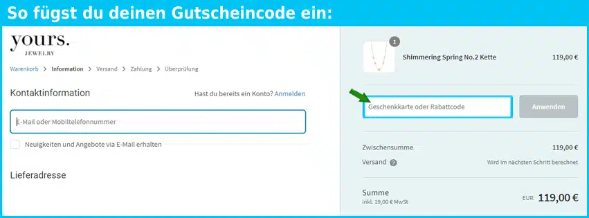 yoursjewelry Gutscheine - gutscheincode eingeben und sparen