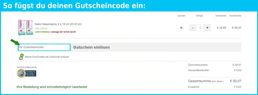 apotheke.de Gutscheine - gutscheincode eingeben und sparen