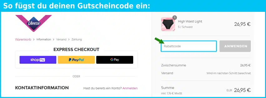 libresse Gutscheine - gutscheincode eingeben und sparen