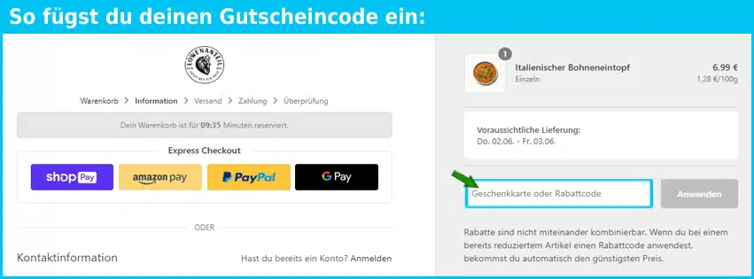 loewenanteil Gutscheine - gutscheincode eingeben und sparen