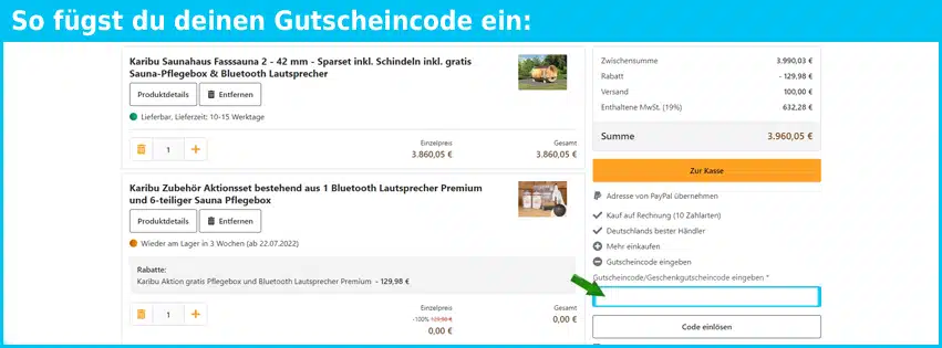 mein-saunashop Gutscheine - gutscheincode eingeben und sparen