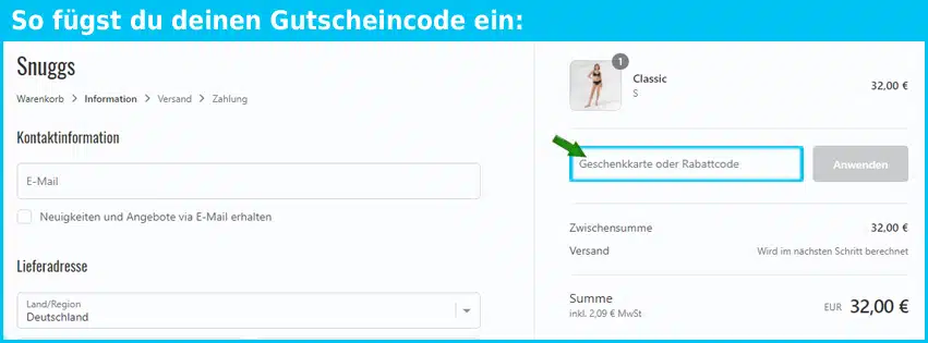 snuggs Gutscheine - gutscheincode eingeben und sparen