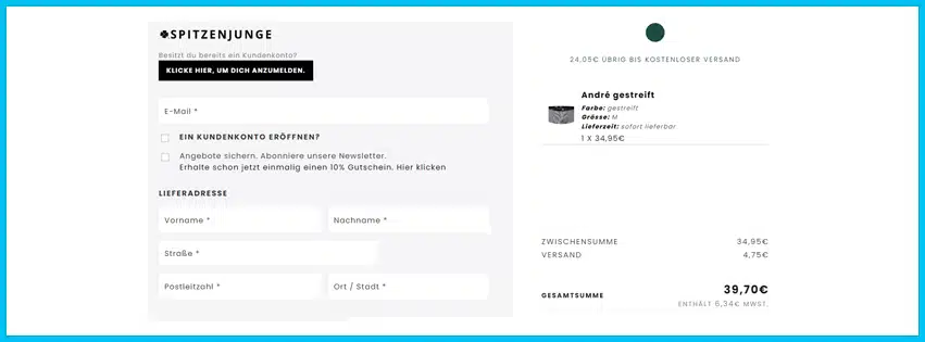 spitzenjunge Gutscheine - Warenkorb