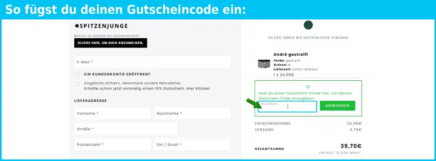 spitzenjunge Gutscheine - gutscheincode eingeben und sparen