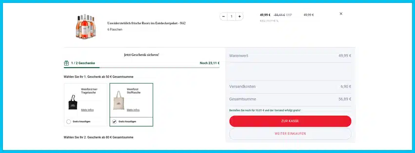 weinfuerst Gutscheine - Warenkorb