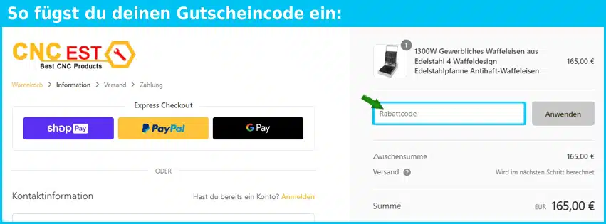 cncest Gutscheine - gutscheincode eingeben und sparen
