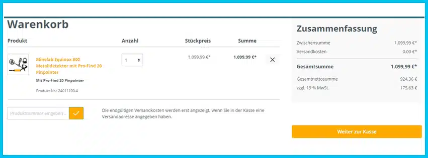 idc-detektor Gutscheine - Warenkorb