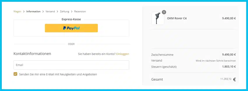 okmdetectors Gutscheine - Warenkorb