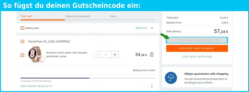 allegro Gutscheine - gutscheincode eingeben und sparen